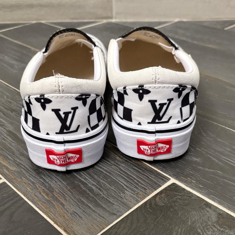 Vans Black and White Checkered Slip-On Sneakers - Picture 4 of 6